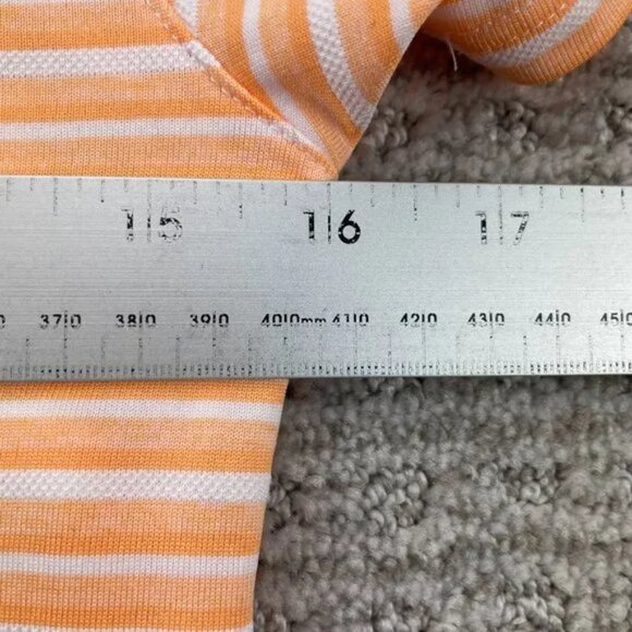 Puma Golf Shirt Women Small S Orange White Striped Casual Polo Buttons Ladies - Picture 6 of 8